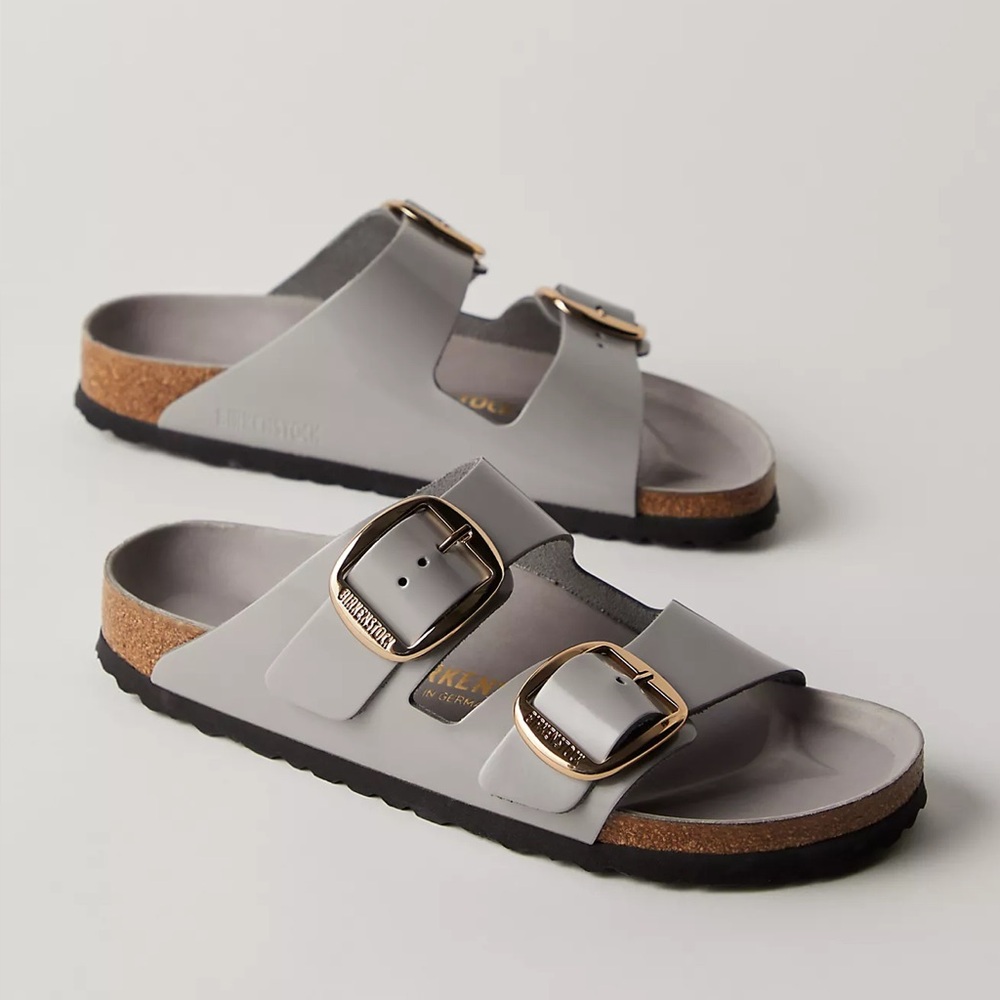 Birkenstock Arizona Big Buckle High Shine Sandals stone coin